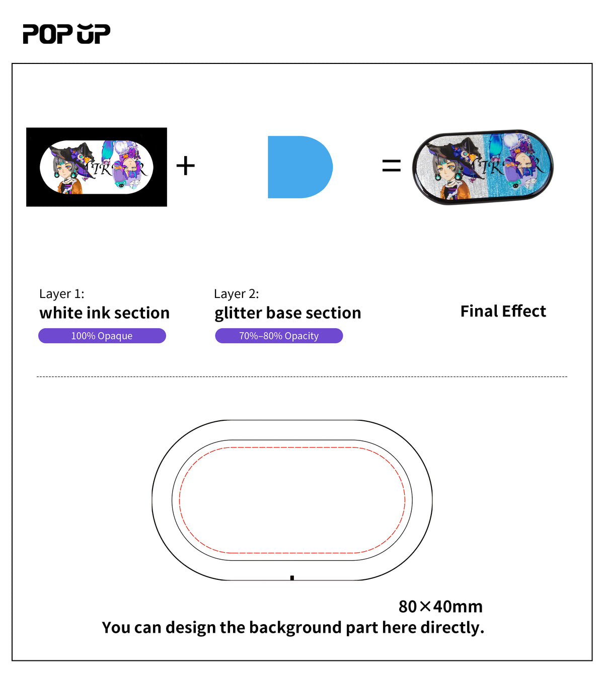 Custom Pill-Shaped Double Glitter Pin