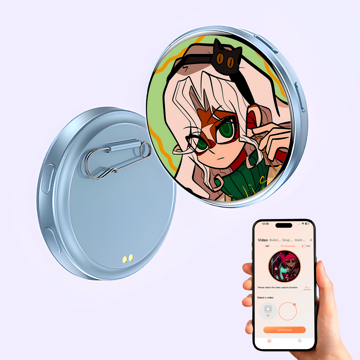 Customizable Electronic LED Badge Smart Display Pin with Programmable Video Photo Features Rechargeable Digital Brooch for Cosplay Anime