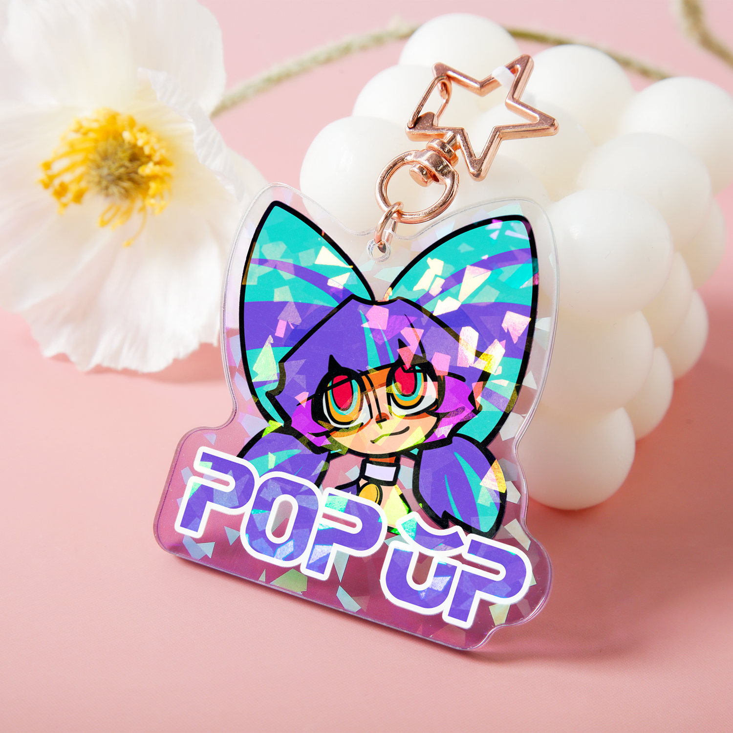 Custom Holographic Keychain(Broken Glasses)