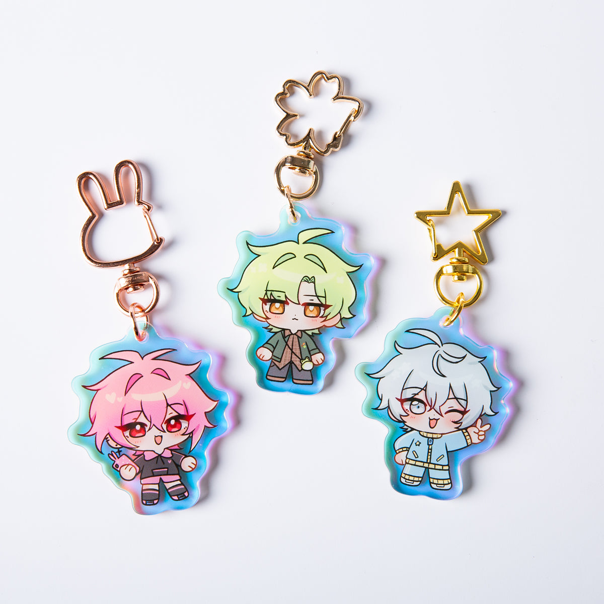 【Grymmalkin】DangoTrio Rainbow Laser Acrylic Keychain Set