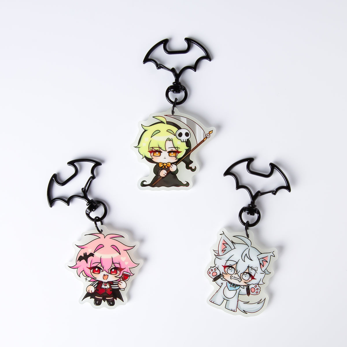 【Grymmalkin】Halloween Dango Trio Glow In The Dark Acrylic Keychain Set