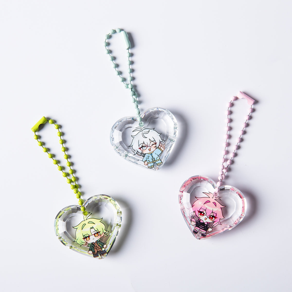 【Grymmalkin】Dango Trio Crystal Heart Keychain Set
