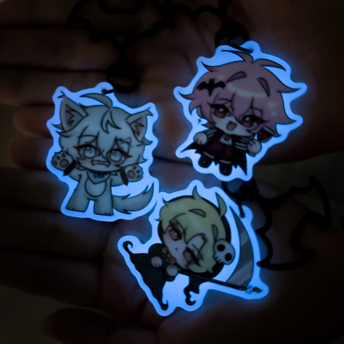 【Grymmalkin】Halloween Dango Trio Glow In The Dark Acrylic Keychain Set